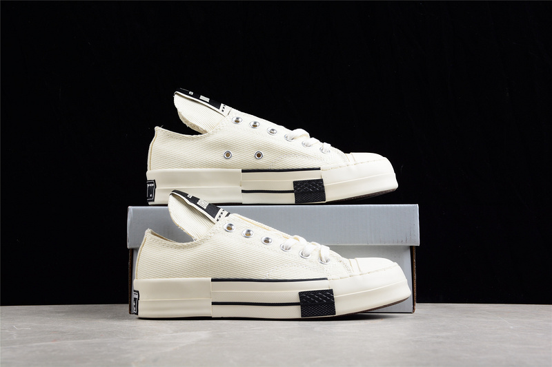 Rick Owens X Drkshdw Drkstar Chuck Taylor 70S Low Egret/Egret/Black 9