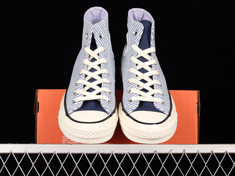 Chuck 70 High Washed Indigo Hickory Stripes Washed Indigo/Egret/Black 3