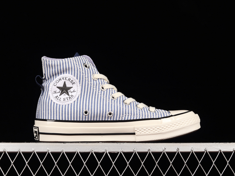 Chuck 70 High Washed Indigo Hickory Stripes Washed Indigo/Egret/Black 13