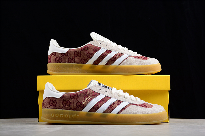 Gucci X Gazelle Shoes Beige/Red/Cloud White 5