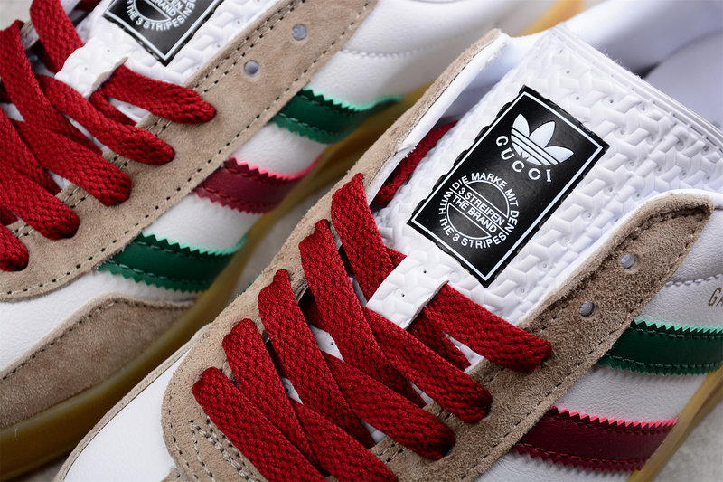 Gazelle Shoes X Gucci Cloud White/Red/Green-Gum 3