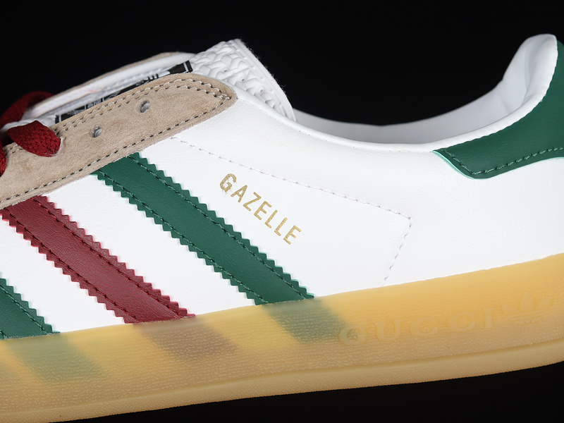 Gucci X Gazelle Shoes Cloud White/Green/Red-Gum 21