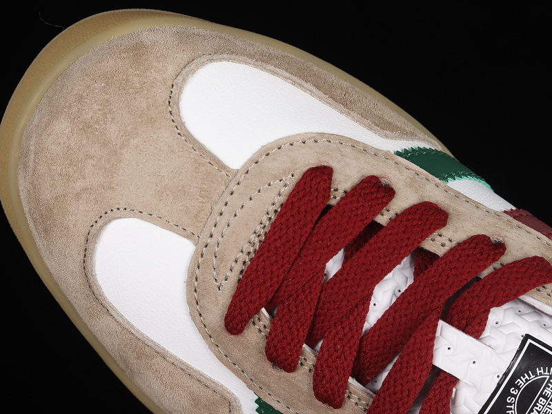 Gucci X Gazelle Shoes Cloud White/Green/Red-Gum 23