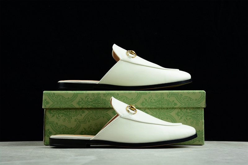 Gucci Slip-On Flats White/White/Gold 17