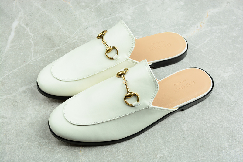 Gucci Slip-On Flats White/White/Gold 19