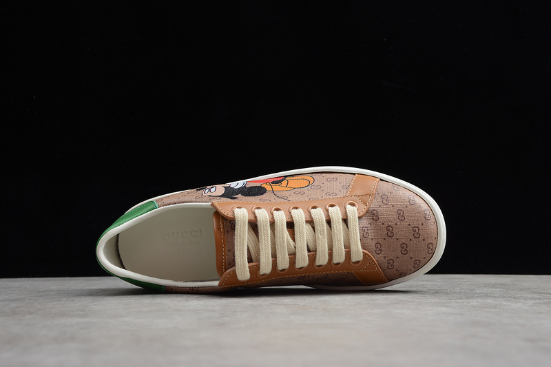 Disney X Gucci Distressed Leather Sneaker Brown/White/Green 11