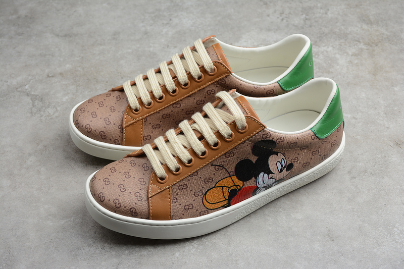 Disney X Gucci Distressed Leather Sneaker Brown/White/Green 19