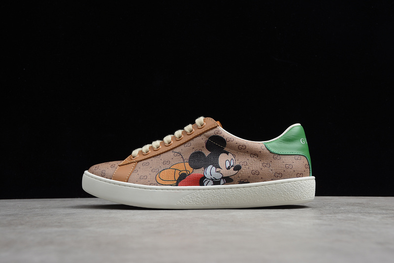 Disney X Gucci Distressed Leather Sneaker Brown/White/Green 21