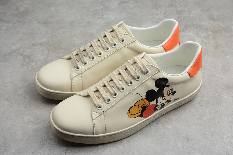 Disney X Gucci Distressed Leather Sneaker White/Orange 15