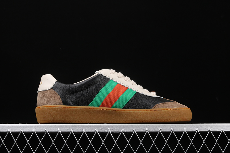 Gucci Ace Embroidered Low-Top Sneaker Black/Green/Red 19