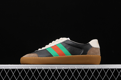 Gucci Ace Embroidered Low-Top Sneaker Black/Green/Red 21