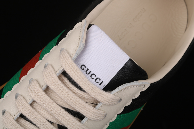 Gucci Ace Embroidered Low-Top Sneaker Black/Green/Red 25