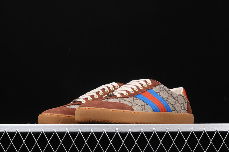 Gucci Ace Embroidered Low-Top Sneaker Brown/Blue 3