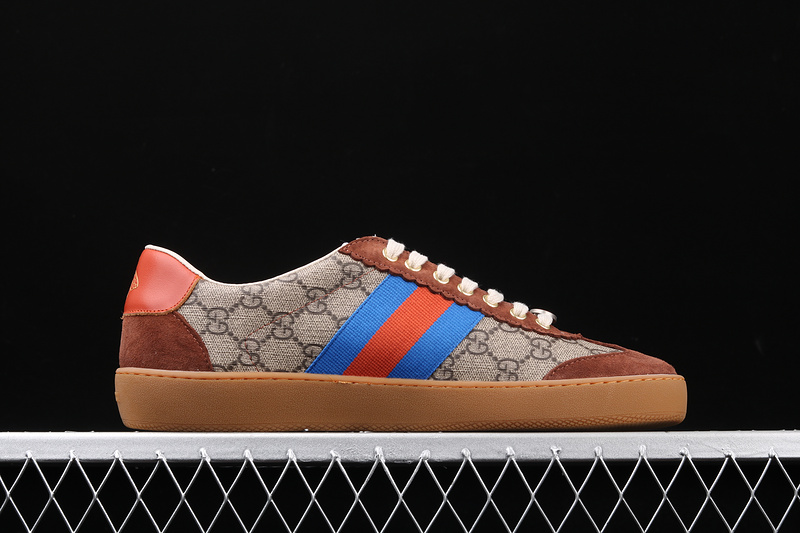 Gucci Ace Embroidered Low-Top Sneaker Brown/Blue 11