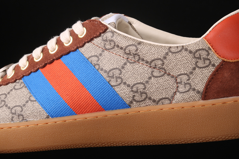 Gucci Ace Embroidered Low-Top Sneaker Brown/Blue 23