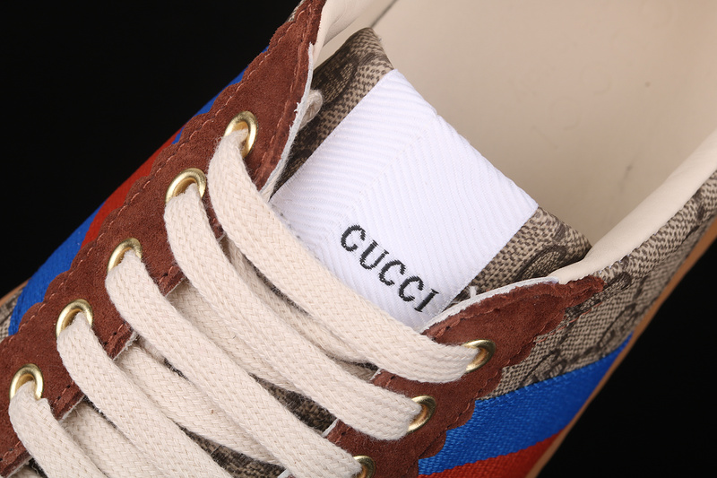 Gucci Ace Embroidered Low-Top Sneaker Brown/Blue 27