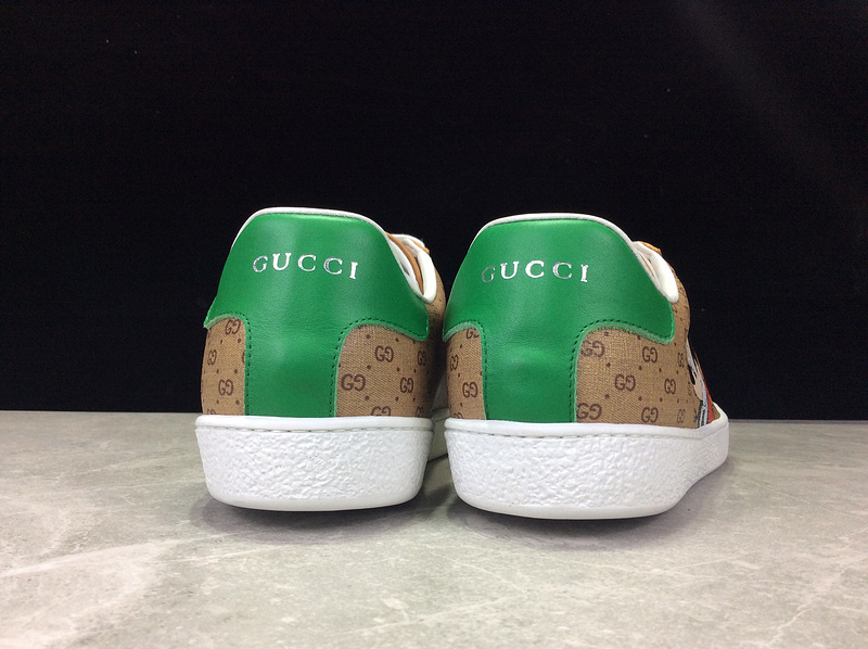 Gucci Ace Embroidered Low-Top Sneaker Light Brown/Green 15