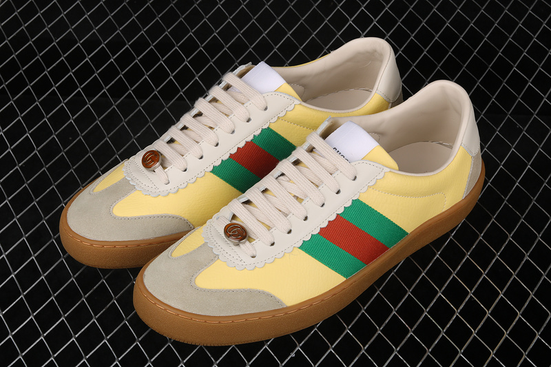 Gucci Ace Embroidered Low-Top Sneaker Light Yellow/Green/Red 15