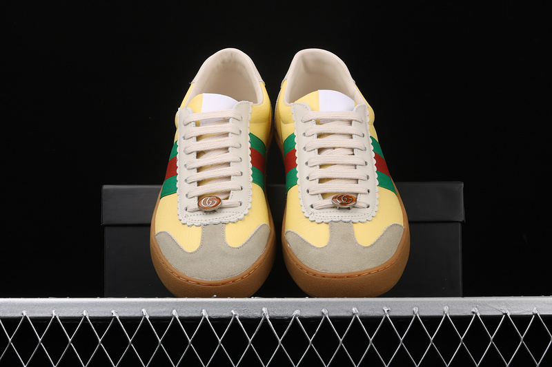 Gucci Ace Embroidered Low-Top Sneaker Light Yellow/Green/Red 19