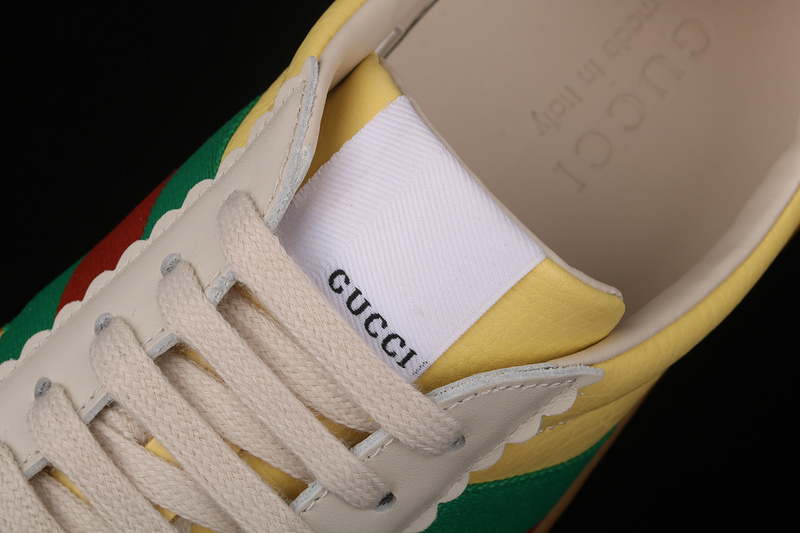 Gucci Ace Embroidered Low-Top Sneaker Light Yellow/Green/Red 25