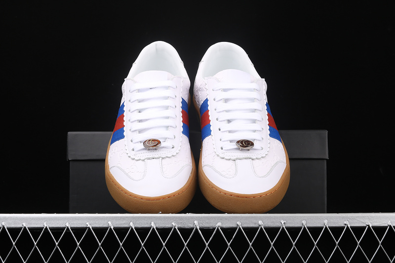 Gucci Ace Embroidered Low-Top Sneaker White/Blue/Red 25