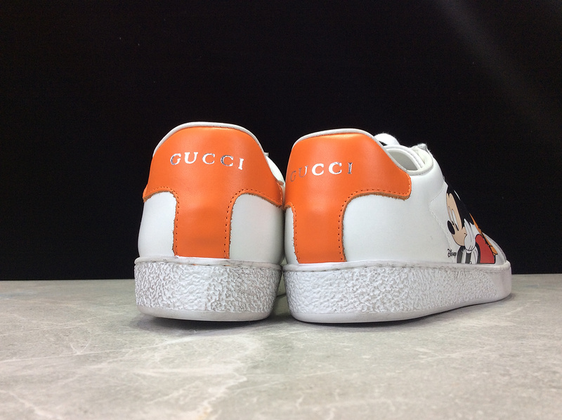 Gucci Ace Embroidered Low-Top Sneaker White/Orange 3