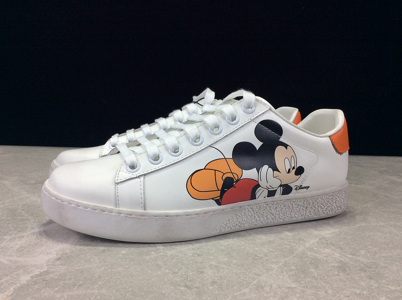 Gucci Ace Embroidered Low-Top Sneaker White/Orange 7