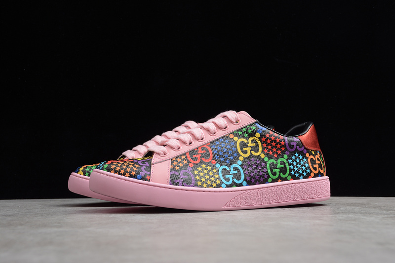 Gucci Ace Embroidered Sneakers Pink/Multi-Color 27