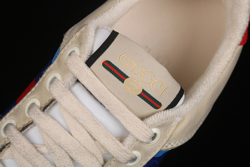 Gucci Ace Embroidered Low-Top Sneaker Beige/Blue/Red 7