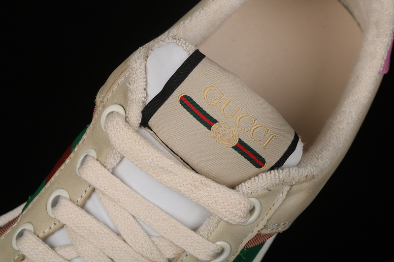 Gucci Ace Embroidered Low-Top Sneaker Beige/White/Green-Pink 5