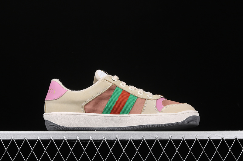 Gucci Ace Embroidered Low-Top Sneaker Beige/White/Green-Pink 9