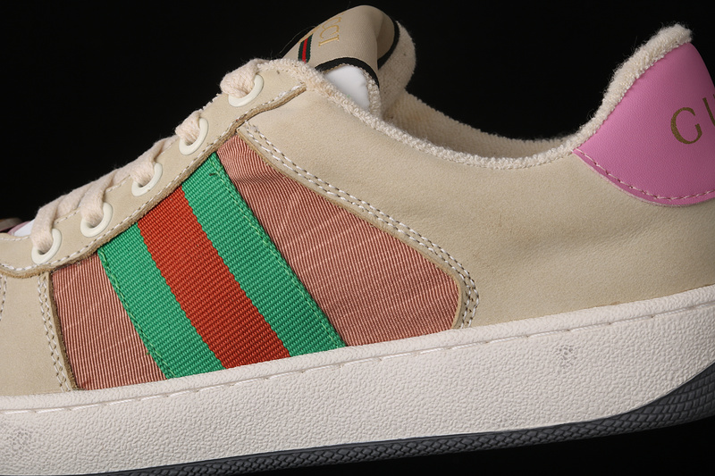 Gucci Ace Embroidered Low-Top Sneaker Beige/White/Green-Pink 13