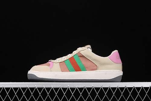 Gucci Ace Embroidered Low-Top Sneaker Beige/White/Green-Pink 15