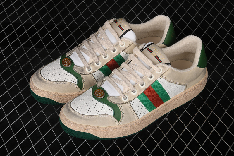 Gucci Ace Embroidered Low-Top Sneaker Beige/White/Green 3