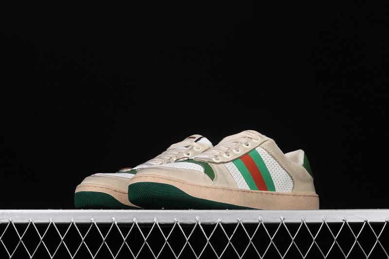 Gucci Ace Embroidered Low-Top Sneaker Beige/White/Green 5