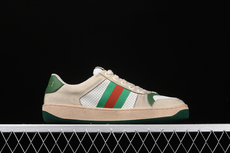 Gucci Ace Embroidered Low-Top Sneaker Beige/White/Green 19