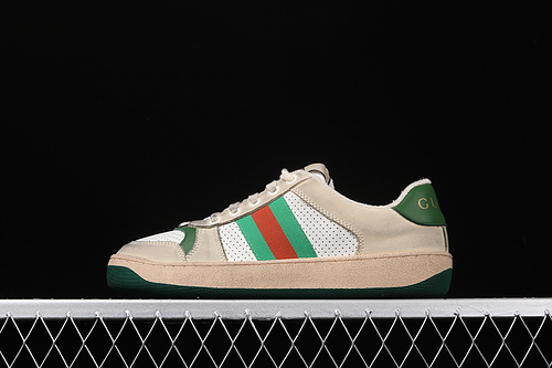 Gucci Ace Embroidered Low-Top Sneaker Beige/White/Green 23