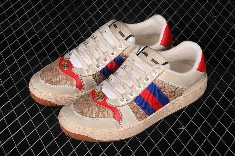 Gucci Ace Embroidered Low-Top Sneaker Beige/White/Red 17