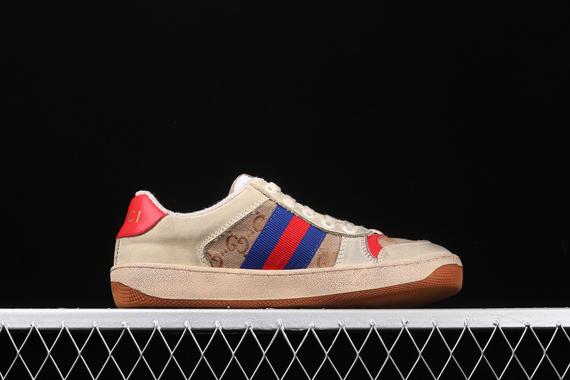 Gucci Ace Embroidered Low-Top Sneaker Beige/White/Red 19