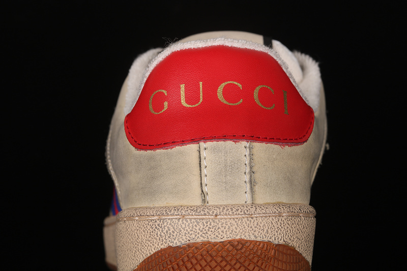 Gucci Ace Embroidered Low-Top Sneaker Beige/White/Red 23