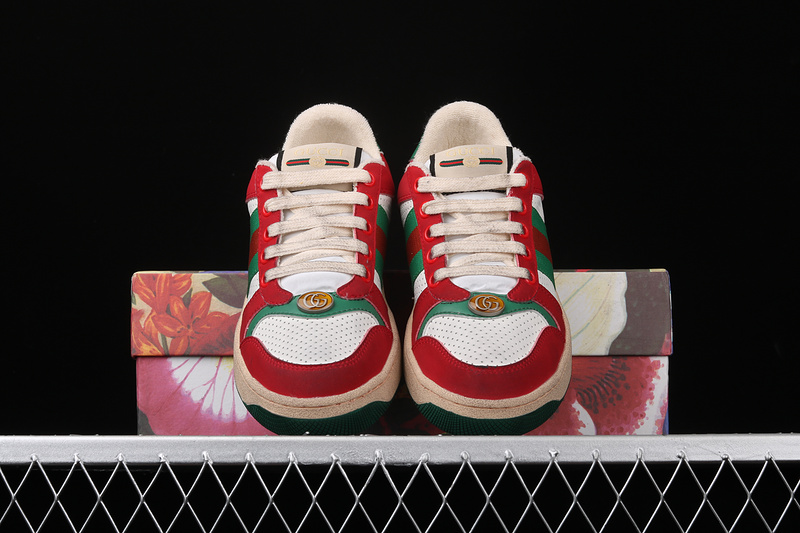 Gucci Ace Embroidered Low-Top Sneaker Green/Red/White 23