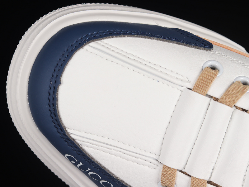 Gucci 22Ss Casual Trend Board Shoes White/Dark Blue/Brown 5