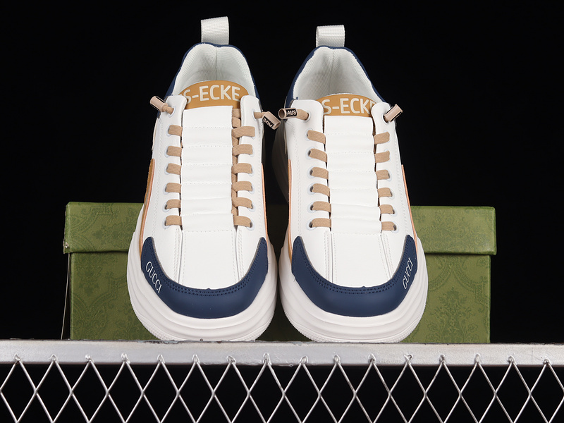 Gucci 22Ss Casual Trend Board Shoes White/Dark Blue/Brown 21