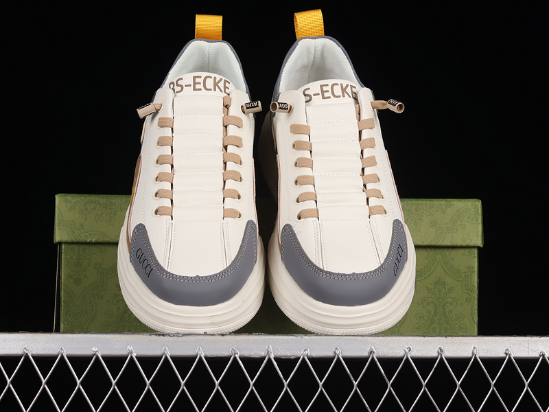 Gucci 22Ss Casual Trend Board Shoes White/Grey/Brown 9