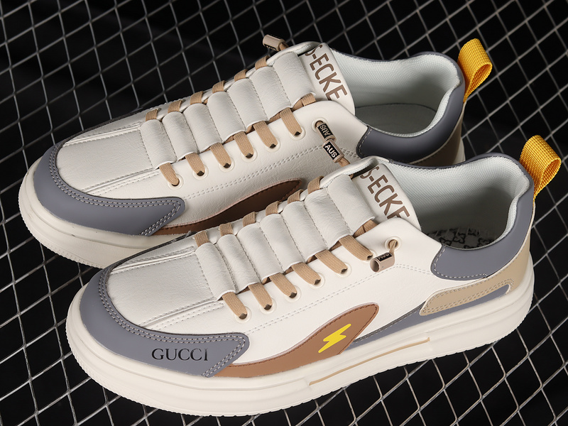 Gucci 22Ss Casual Trend Board Shoes White/Grey/Brown 29