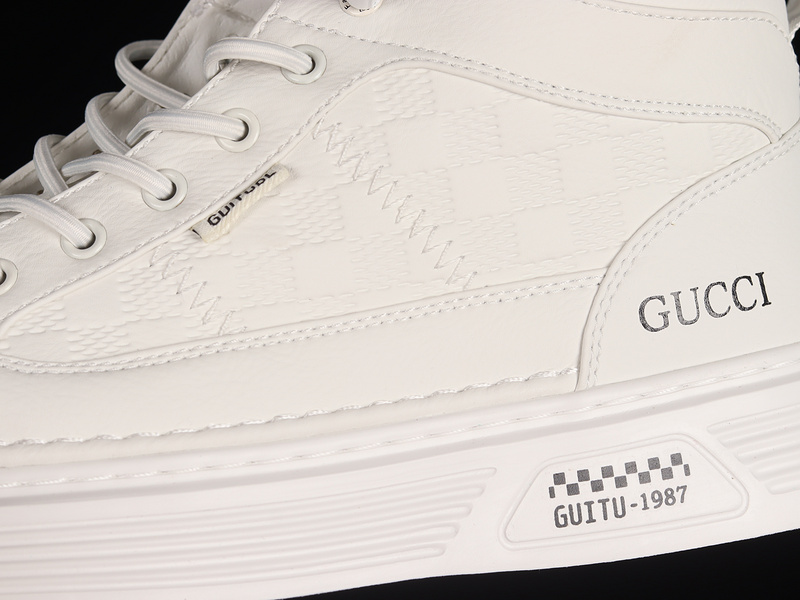 Gucci Mid Fashion Casual Shoes White/White/Black 11