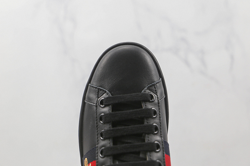 Gucci Ace Embroidered Low-Top Sneakers Black/Red/White 3