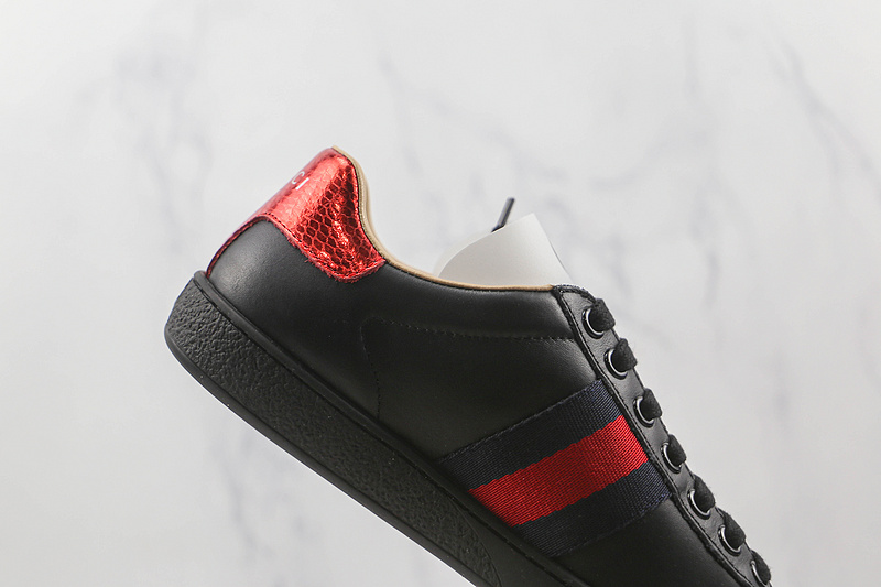 Gucci Ace Embroidered Low-Top Sneakers Black/Red/White 15