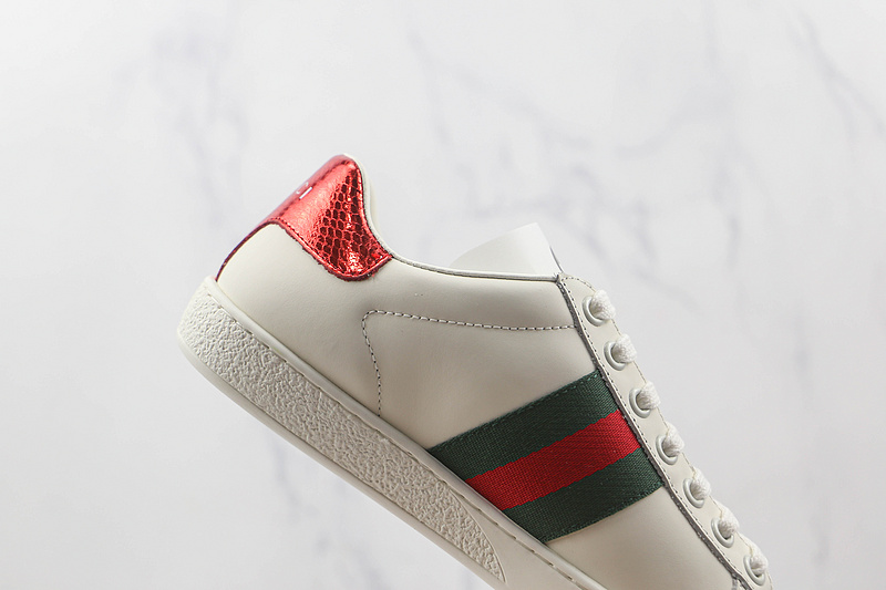 Gucci Ace Embroidered Low-Top Sneakers White/Green/Red 5