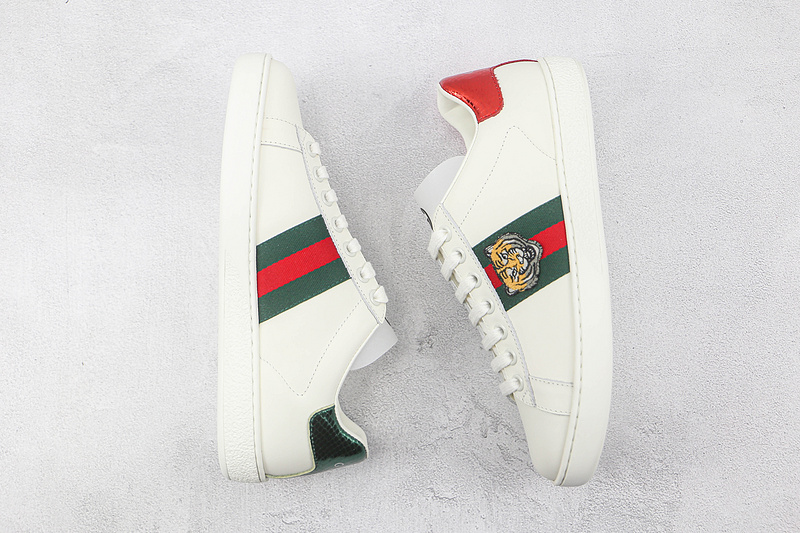 Gucci Ace Embroidered Low-Top Sneakers White/Green/Red 7